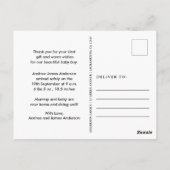 New Baby Birth Ankündigung Vielen Dank Postkarte (Rückseite)