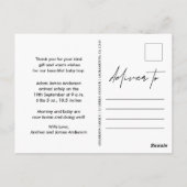 New Baby Birth Ankündigung Vielen Dank Postkarte (Rückseite)