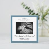 New Baby Birth Announcement Boy Blue Ankündigung (Stehend Vorderseite)