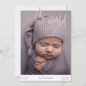 New Baby Birth Announcement Foto Card Neugeborene Ankündigung (Vorderseite)