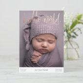 New Baby Birth Announcement Foto Card Neugeborene Ankündigung (Stehend Vorderseite)