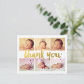 New Baby Birth Gold Danke Foto Frame Postcard Postkarte (Stehend Vorderseite)