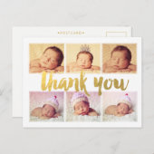 New Baby Birth Gold Danke Foto Frame Postcard Postkarte (Vorne/Hinten)