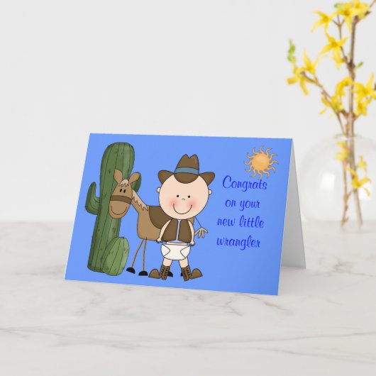 New Baby Boy and Pony Herzlichen Glückwunsch - Wes Karte (Gelbe Blume)