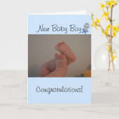 New Baby Boy Baby Feet Blue Rattle Karte (Gelbe Blume)