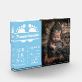 New Baby Boy Blue Birth Stats Keepake Foto Block (Links)