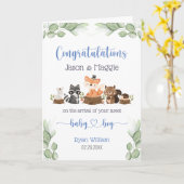 New Baby Boy Blue Personalisiert Glückwunsch Karte (Gelbe Blume)