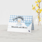 New Baby Boy Congratulations Card, Cute Blue Bear Karte (Gelbe Blume)
