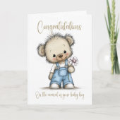 New Baby Boy Congratulations Teddy Bear Card Karte (Vorderseite)