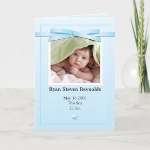 New Baby Boy Foto Blue Announccard Ankündigung