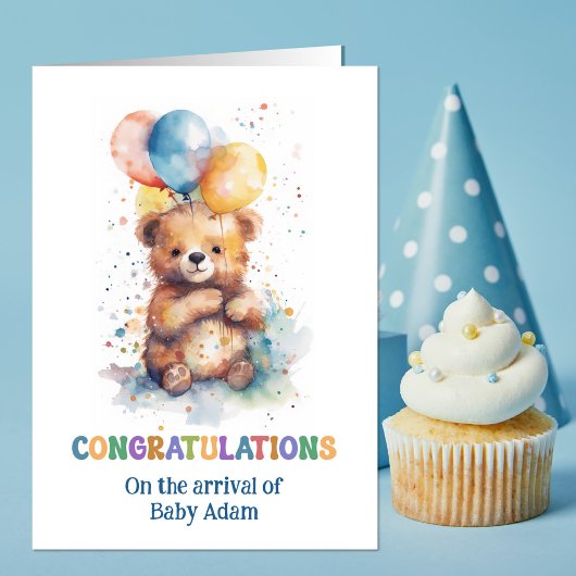 New Baby Boy Gratulationen Teddy Bear Karte