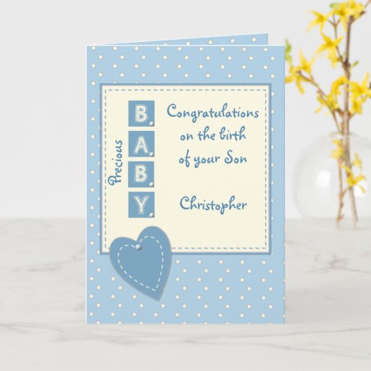 New Baby Boy gratuliert blau Karte (Gelbe Blume)