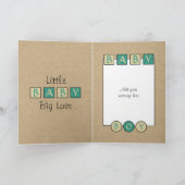 New Baby Boy große Liebe rustikal beige grün Karte (Innenseite)