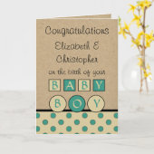 New Baby Boy große Liebe rustikal beige grün Karte (Gelbe Blume)