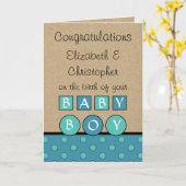 New Baby Boy große Liebe rustikal türkis blau Karte (Gelbe Blume)