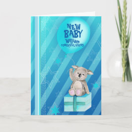 New baby boy Keddy Koala Card Blue Karte