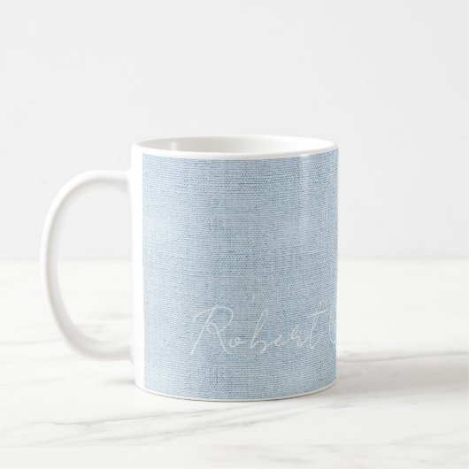 New Baby Boy NAME Blue Linen Sweet Birth Liebe Kaffeetasse (Links)