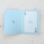 New Baby Boy niedliche Giraffe blau Karte (Innenseite)