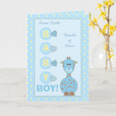 New Baby Boy niedliche Giraffe blau Karte (Gelbe Blume)