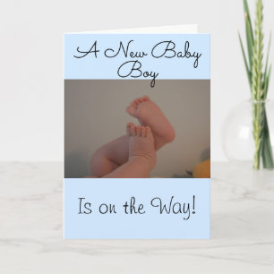 New Baby Boy on Way Baby Feet FOTO Karte
