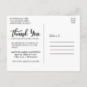 New Baby Danke Blue Ankündigungspostkarte (Rückseite)