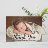 New Baby Danke, lek Script Kraft Card Einladung (Stehend Vorderseite)