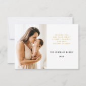 New Baby Family Foto Weihnachtskarten Dankeskarte (Rückseite)