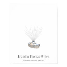 New Baby Fingerprint Balloon Gästebuch - Blue