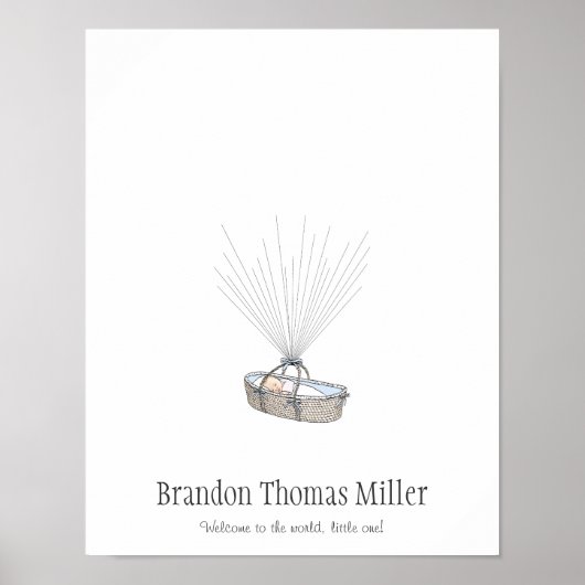 New Baby Fingerprint Balloon Gästebuch - Blue (Vorne)