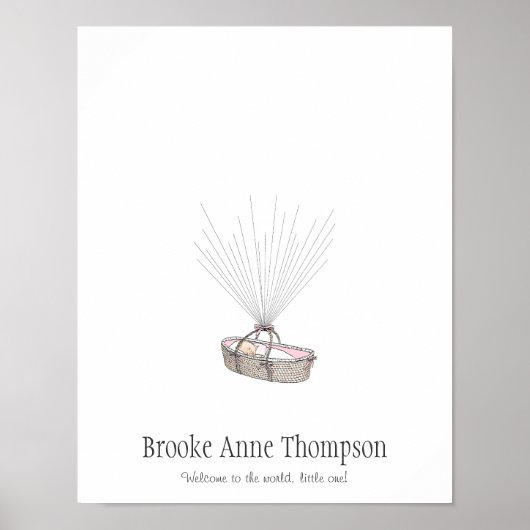 New Baby Fingerprint Balloon Gästebuch - Pink (Vorne)