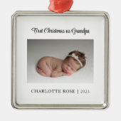 New Baby First Christmas als Grandpa-Foto Ornament Aus Metall (Vorne)