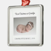 New Baby First Christmas als Grandpa-Foto Ornament Aus Metall (Links)