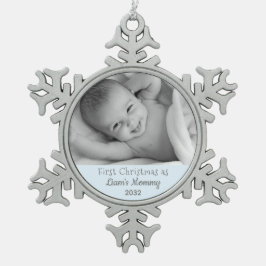 New Baby First Christmas als Mommy Son Custom Foto Schneeflocken Zinn-Ornament