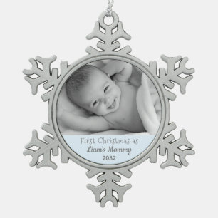 New Baby First Christmas als Mommy Son Custom Foto Schneeflocken Zinn-Ornament