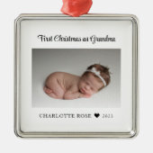 New Baby First Christmas als Oma Foto Ornament Aus Metall (Vorne)
