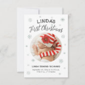 New Baby First Christmas Birth Stats Happy Holiday Dankeskarte (Vorderseite)