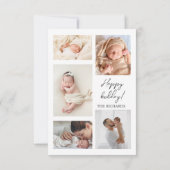 New Baby First Christmas Birth Stats Happy Holiday Dankeskarte (Rückseite)