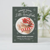 New Baby First Christmas Birth Stats Happy Holiday Dankeskarte (Stehend Vorderseite)