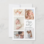 New Baby First Christmas Birth Stats Happy Holiday Dankeskarte (Rückseite)