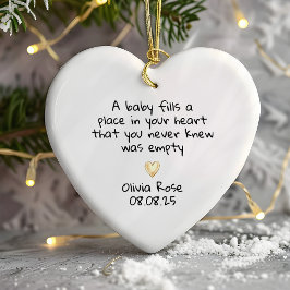 New Baby First Christmas Gold Heart Keramik Ornament