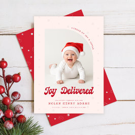 New Baby First Christmas Photo Birth Announcement Feiertagskarte