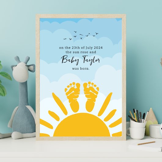 New Baby Footprint Sunshine Poster