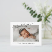 New Baby Foto Heart Script Geburtserklärung Ankünd Postkarte (Stehend Vorderseite)