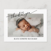 New Baby Foto Heart Script Geburtserklärung Ankünd Postkarte (Vorderseite)