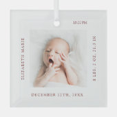 NEW BABY | Geburtsdetails Ornament Aus Glas (Vorderseite)