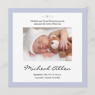 New Baby Gedicht Birth Announcement Blue Ankündigung