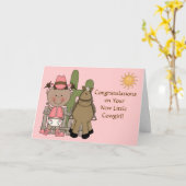 New Baby Girl and Pony Congratulations - Western Karte (Gelbe Blume)