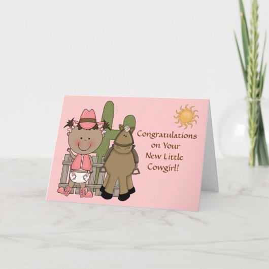 New Baby Girl and Pony Congratulations - Western Karte (Vorderseite)