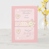 New Baby Girl Card Pink Karte (Gelbe Blume)