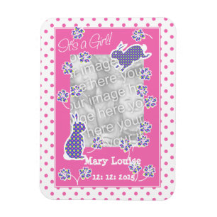 New Baby Girl Foto Magnet, Niedliche Kaninchen Magnet